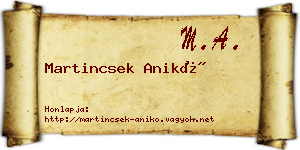 Martincsek Anikó névjegykártya