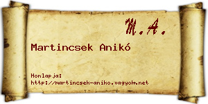 Martincsek Anikó névjegykártya